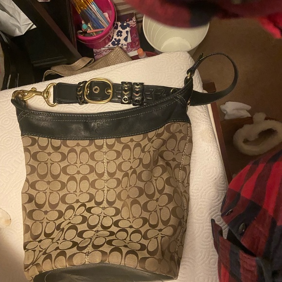 Coach Black and Tan bag with Soft Texture - Picture 2 of 5